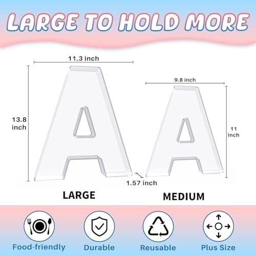 13.8" Extra Large Acrylic Letter Charcuterie Board Box, Reusable Fillable Letter Cake Candy Dish Display Serving, alternate