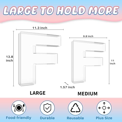 13.8" Extra Large Acrylic Letter Charcuterie Board Box, Reusable Fillable Letter Cake Candy Dish Display Serving, alternate