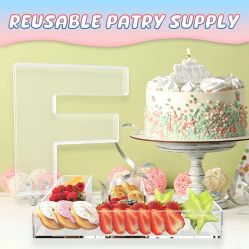 13.8" Extra Large Acrylic Letter Charcuterie Board Box, Reusable Fillable Letter Cake Candy Dish Display Serving, alternate