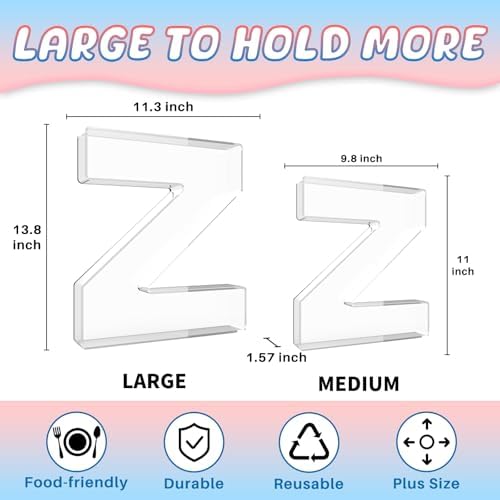 13.8" Extra Large Acrylic Letter Charcuterie Board Box, Reusable Fillable Letter Cake Candy Dish Display Serving, alternate