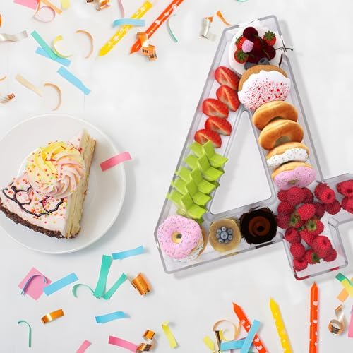 13.8" Extra Large Acrylic Number Charcuterie Board Box, Reusable Fillable Number Cake Candy Dish Display Serving, alternate
