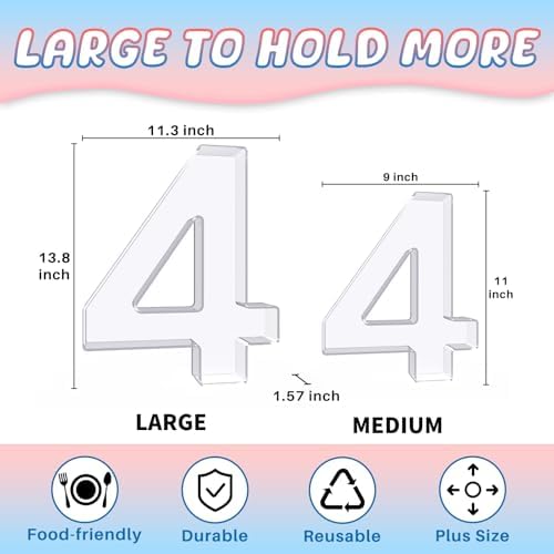 13.8" Extra Large Acrylic Number Charcuterie Board Box, Reusable Fillable Number Cake Candy Dish Display Serving, alternate