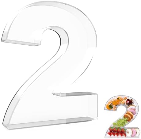 13.8" Extra Large Acrylic Number Charcuterie Board Box, Reusable Fillable Number Cake Candy Dish Display Serving