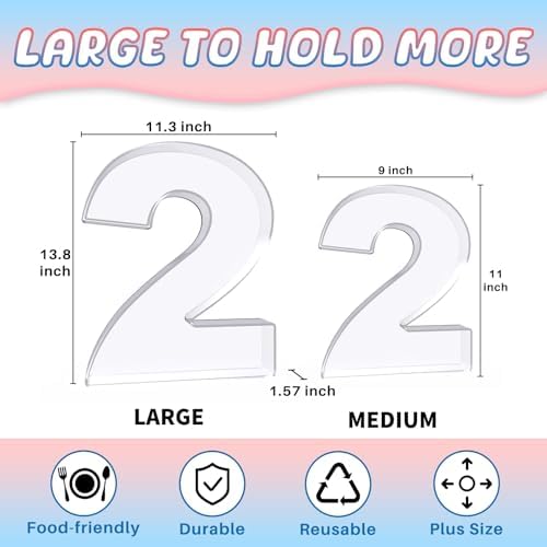 13.8" Extra Large Acrylic Number Charcuterie Board Box, Reusable Fillable Number Cake Candy Dish Display Serving, alternate