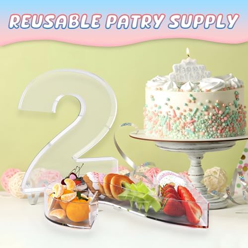 13.8" Extra Large Acrylic Number Charcuterie Board Box, Reusable Fillable Number Cake Candy Dish Display Serving, alternate