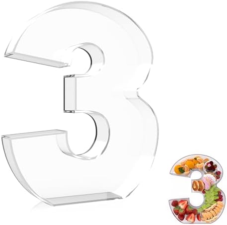 13.8" Extra Large Acrylic Number Charcuterie Board Box, Reusable Fillable Number Cake Candy Dish Display Serving