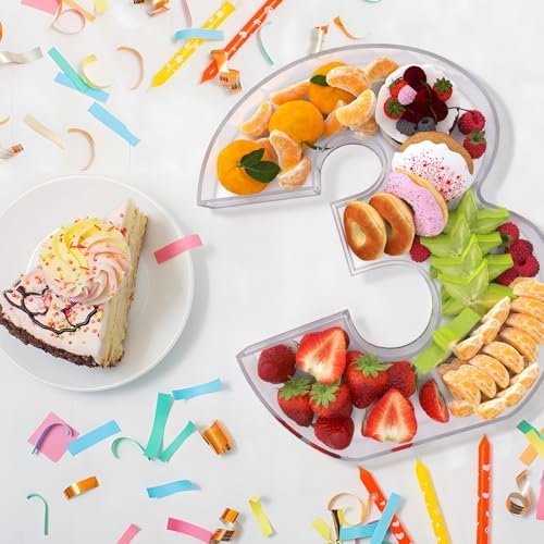 13.8" Extra Large Acrylic Number Charcuterie Board Box, Reusable Fillable Number Cake Candy Dish Display Serving, alternate