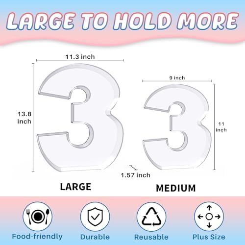 13.8" Extra Large Acrylic Number Charcuterie Board Box, Reusable Fillable Number Cake Candy Dish Display Serving, alternate