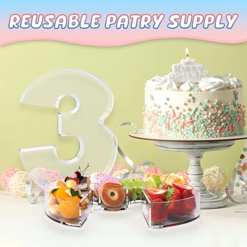 13.8" Extra Large Acrylic Number Charcuterie Board Box, Reusable Fillable Number Cake Candy Dish Display Serving, alternate