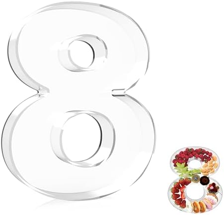 13.8" Extra Large Acrylic Number Charcuterie Board Box, Reusable Fillable Number Cake Candy Dish Display Serving