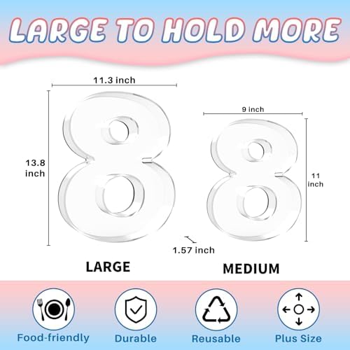 13.8" Extra Large Acrylic Number Charcuterie Board Box, Reusable Fillable Number Cake Candy Dish Display Serving, alternate