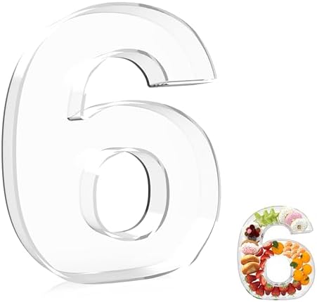 13.8" Extra Large Acrylic Number Charcuterie Board Box, Reusable Fillable Number Cake Candy Dish Display Serving
