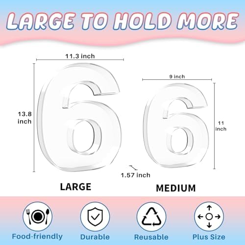 13.8" Extra Large Acrylic Number Charcuterie Board Box, Reusable Fillable Number Cake Candy Dish Display Serving, alternate