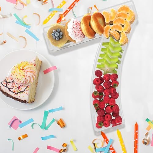13.8" Extra Large Acrylic Number Charcuterie Board Box, Reusable Fillable Number Cake Candy Dish Display Serving, alternate