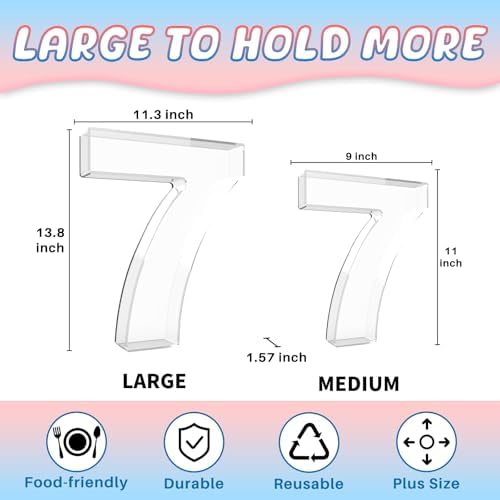 13.8" Extra Large Acrylic Number Charcuterie Board Box, Reusable Fillable Number Cake Candy Dish Display Serving, alternate