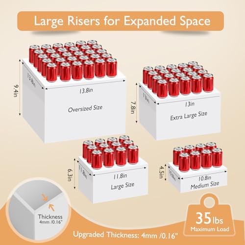 13.8" Extra Large White Risers, Large Size Acrylic Cube Display Nesting Risers, Food risers for buffet table, alternate view