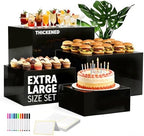 13.8" Extra Large White Risers, Large Size Acrylic Cube Display Nesting Risers, Food risers for buffet table