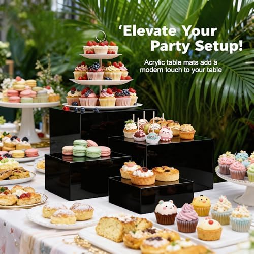 13.8" Extra Large White Risers, Large Size Acrylic Cube Display Nesting Risers, Food risers for buffet table, alternate view