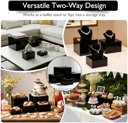 13.8" Extra Large White Risers, Large Size Acrylic Cube Display Nesting Risers, Food risers for buffet table, alternate view