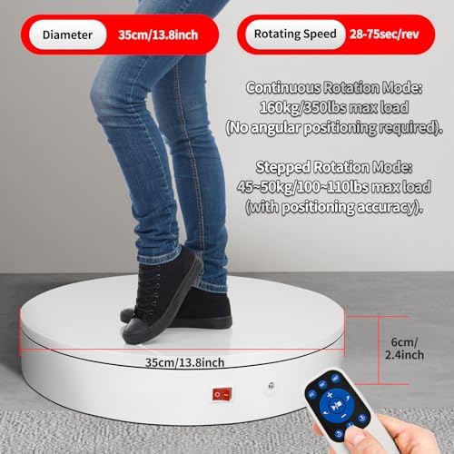 13.8Inch/35cm Remote 360 Rotating Platform,400lbs Capacity Electric Motorized Turntables, Motorized Rotating, alternate view