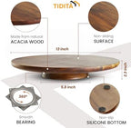 13" Acacia Cake Stand Rotating with 2 Icing Spatulas, 3 Smoothers in Acacia Wood, alternate view 4
