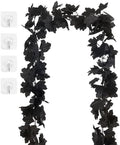 13 FT Black Garland Halloween 2pcs Artificial Black Maple Leaf Garlands Fall Leaves Vines for Autumn Thankgiving