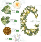 13 Ft Champagne Fuller Flower Garland with Light Butterfly, Fake Rose Vine, alternate view 3