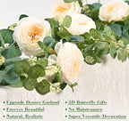 13 Ft Champagne Fuller Flower Garland with Light Butterfly, Fake Rose Vine, alternate view 7