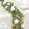 13 Ft White Flower Garland with Butterfly, Artificial Eucalyptus Rose Vine in White