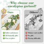 13 Ft White Flower Garland with Butterfly, Artificial Eucalyptus Rose Vine in White, alternate view 6