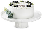 13 Inch Ceramic Cake Stand with Pedestal - White Round Cake Plate for Dessert Table Display, Elevated Cupcake