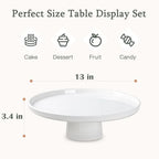 13 Inch Ceramic Cake Stand with Pedestal - White Round Cake Plate for Dessert Table Display, Elevated Cupcake, alternate view