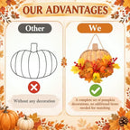 13 Inch Fall Pumpkin Wreath for Front Door, Artificial Pumpkin Maple Leaves, alternate view 3