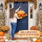 13 Inch Fall Pumpkin Wreath for Front Door, Artificial Pumpkin Maple Leaves, alternate view 4