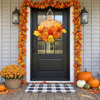 13 Inch Fall Pumpkin Wreath for Front Door, Artificial Pumpkin Maple Leaves, alternate view 5