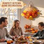 13 Inch Fall Pumpkin Wreath for Front Door, Artificial Pumpkin Maple Leaves, alternate view 6