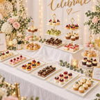 13 Pcs Dessert Display Set, 4 3-Tier Cupcake Stands, 6 Trays & 3 Tongs in white and gold, alternate view 2