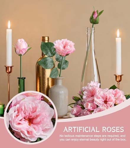 13 Pcs Fake Roses Artificial Flowers, Artificial Roses with Stems Silk Flowers Realistic Roses for Home Wedding, alternate