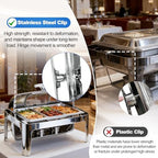 13 QT Roll Top Chafing Dish for Buffet, Chafing Dishes with Glass Window in Silver, alternate view 3