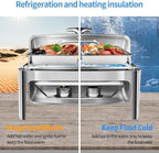 13 QT Roll Top Chafing Dish for Buffet, Chafing Dishes with Glass Window in Silver, alternate view 5