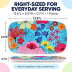 13" Rectangular Platter - Melamine Platters and Serving Ware - Plate, Dish, Serving, Collection - Garden Floral, alternate