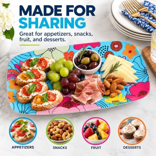 13" Rectangular Platter - Melamine Platters and Serving Ware - Plate, Dish, Serving, Collection - Garden Floral, alternate