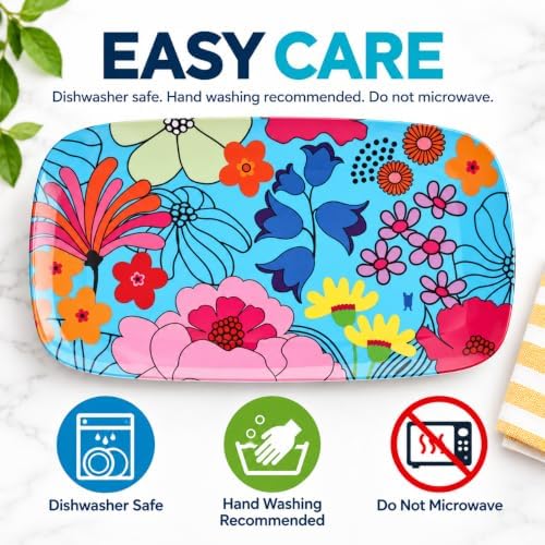 13" Rectangular Platter - Melamine Platters and Serving Ware - Plate, Dish, Serving, Collection - Garden Floral, alternate