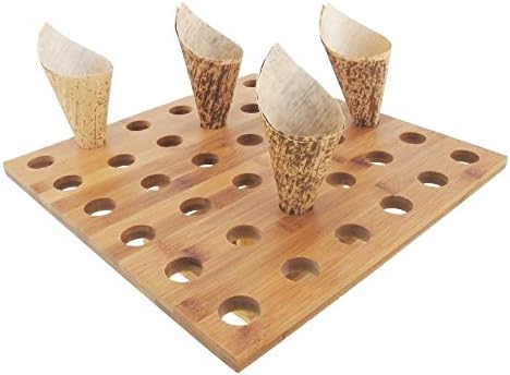 13" x 13" Natural Bamboo Square Food Cone Display Tamaki Stand for Restaurants, Catered Events, Party or, alternate view 2