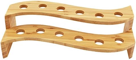 13" x 5.7" x 3.5" Natural Bamboo S Wave Multi Level Food Cone Display Tamaki Stand for Restaurants, Catered, alternate view 2