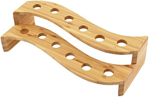 13" x 5.7" x 3.5" Natural Bamboo S Wave Multi Level Food Cone Display Tamaki Stand for Restaurants, Catered, alternate view 4