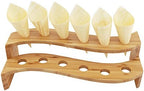 13" x 5.7" x 3.5" Natural Bamboo S Wave Multi Level Food Cone Display Tamaki Stand for Restaurants, Catered
