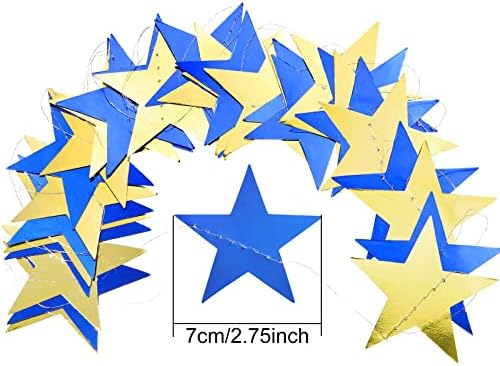130 ft Star Garland Banner Decor, Blue, Gold in Gold, alternate view 4