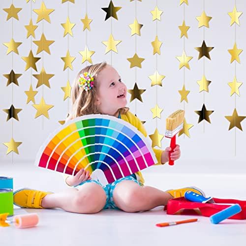 130 ft Star Garland Banner Decor, Gold in Gold, alternate view 2