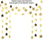 130 ft Star Garland Banner Decor, Gold in Gold, alternate view 4